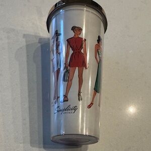 Simplicity Fashion Illustration Tumbler with Red and Green Accents